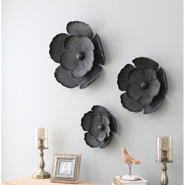 Mistana™ 3 Piece Metal Flowers Wall Décor Set & Reviews Wayfair